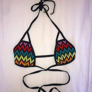 VITAMIN A wrap rainbow cutout bikini top- XS